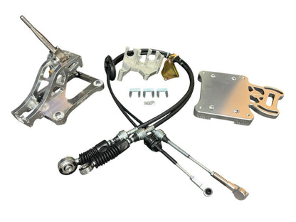 JackSpania Racing shifter shift box cables and trans staging plate for J Series J32 J35 J swap Honda Civic and Integra Si.