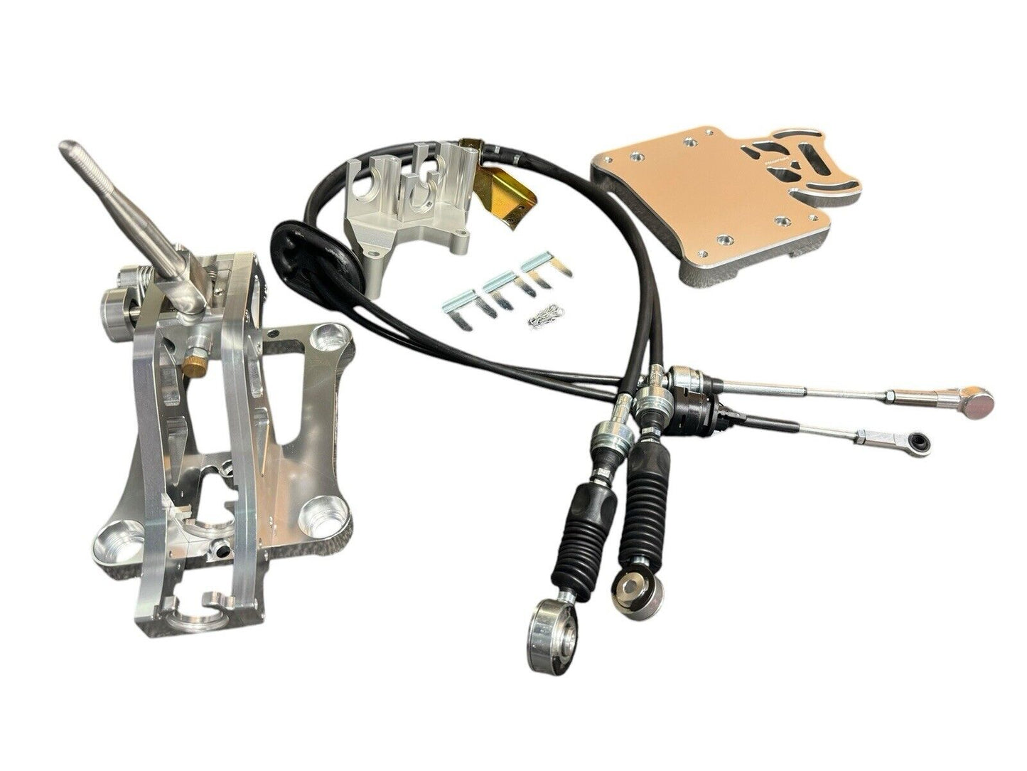 JackSpania Racing shifter shift box cables and trans staging plate for J series J32 J35 J swap Honda Civic and Integra Si.