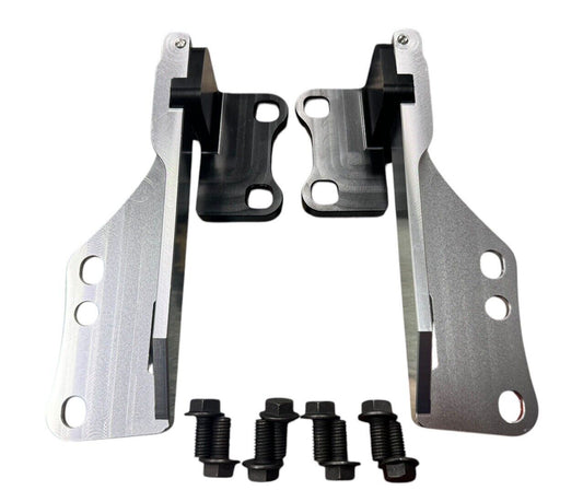 JackSpania Racing billet quick hood hinge release latch bracket for Nissan 240SX S14 engine hood, durable and precision-crafted.