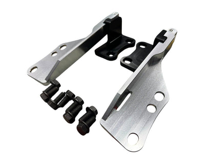 JackSpania Racing billet quick hood hinge release latch bracket for Nissan 240SX S14 engine hood, durable metal construction.