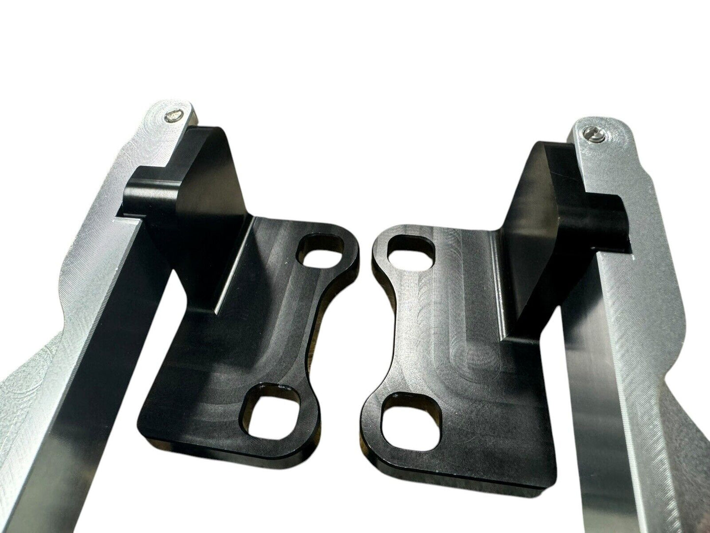 JackSpania Racing billet quick hood hinge release latch bracket for Nissan 240SX S14 engine bay, durable metal construction.