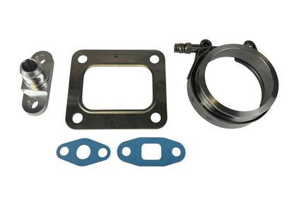 JackSpania Racing billet wheel turbo turbine housing for T3/T4 turbochargers, V-band, 64/66mm, high-performance engine parts.