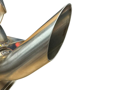 JackSpania Racing high flow street sport race exhaust muffler system for Polaris Slingshot 2020+ showing polished metal components.