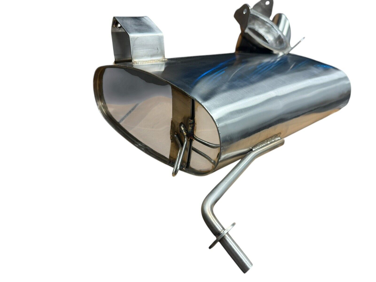 JackSpania Racing high flow street sport race exhaust muffler system for Polaris Slingshot 2020+ showcasing polished stainless steel components.
