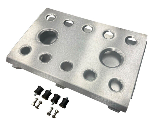JackSpania Racing ECU PDM accessory mount tray with shock absorbers for Honda engines, universal fit, durable engine parts.
