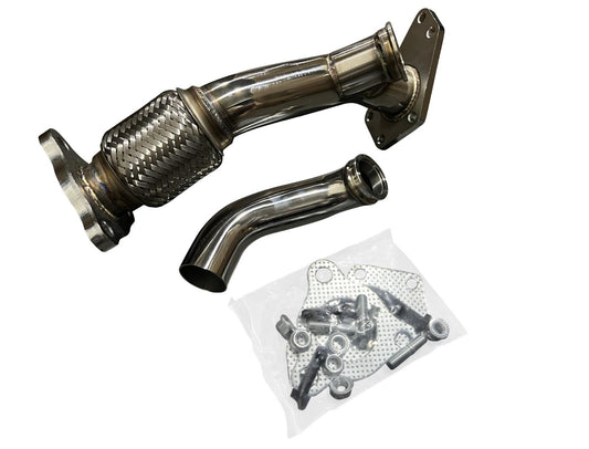 JackSpania Racing EWG External Wastegate Up Pipe Dump Tube for Subaru Legacy Outback exhaust parts, 3-bolt connection, durable metal construction.