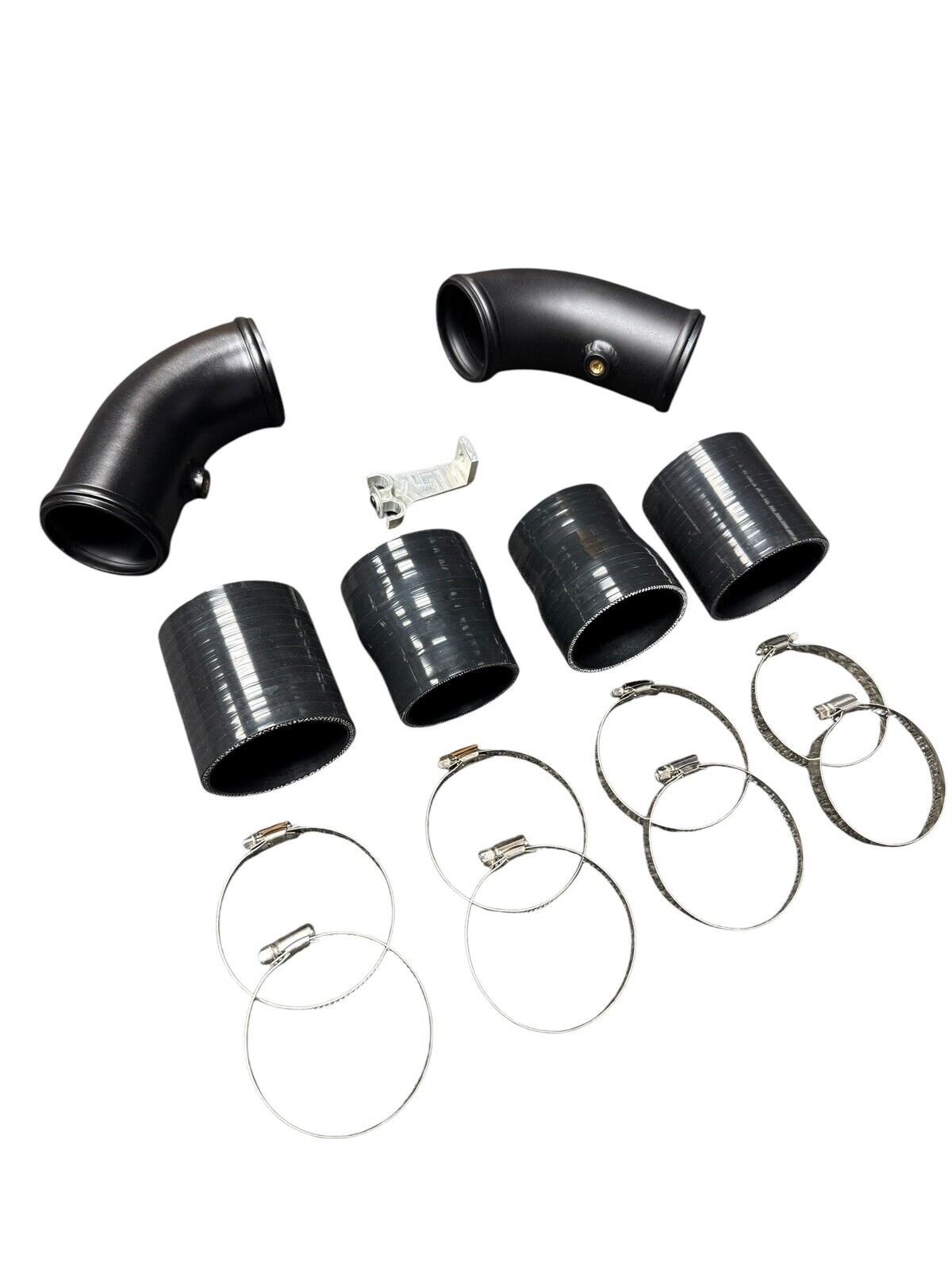 High flow turbo charge pipe upgrade kit for BMW F10 F12 F13 M5 M6 by JackSpania Racing, engine parts for improved performance.