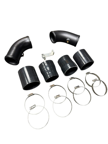 High flow turbo charge pipe upgrade kit for BMW F10 F12 F13 M5 M6 by JackSpania Racing, engine parts for improved performance.