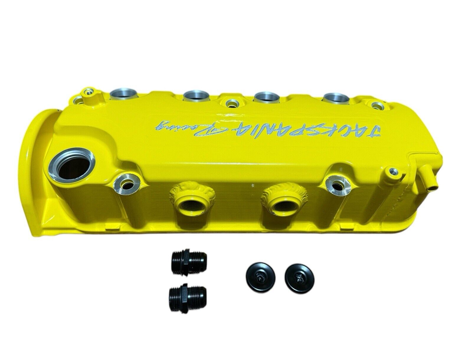 Vented valve cover for Honda D series engines, D15 D16 VTEC, by JackSpania Racing, showing the silver engine part with vents.