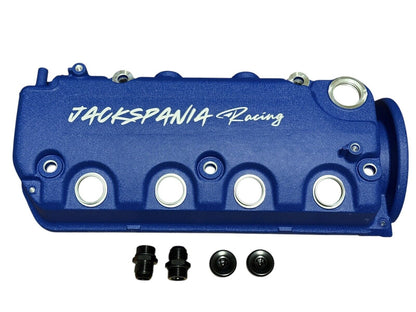 JackSpania Racing D Series Vented Valve Cover for Honda D15 D16 VTEC engines, featuring black finish and vented design.