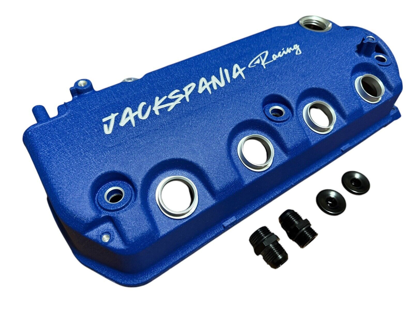 JackSpania Racing D Series vented valve cover for Honda D15 D16 engine models, featuring sleek design and vented construction.