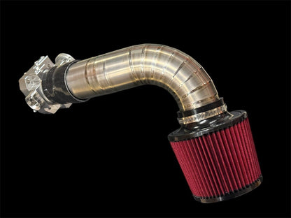 Titanium pie cut K20 K24 cold air intake pipe with high flow filter for K swap engines, by JackSpania Racing.