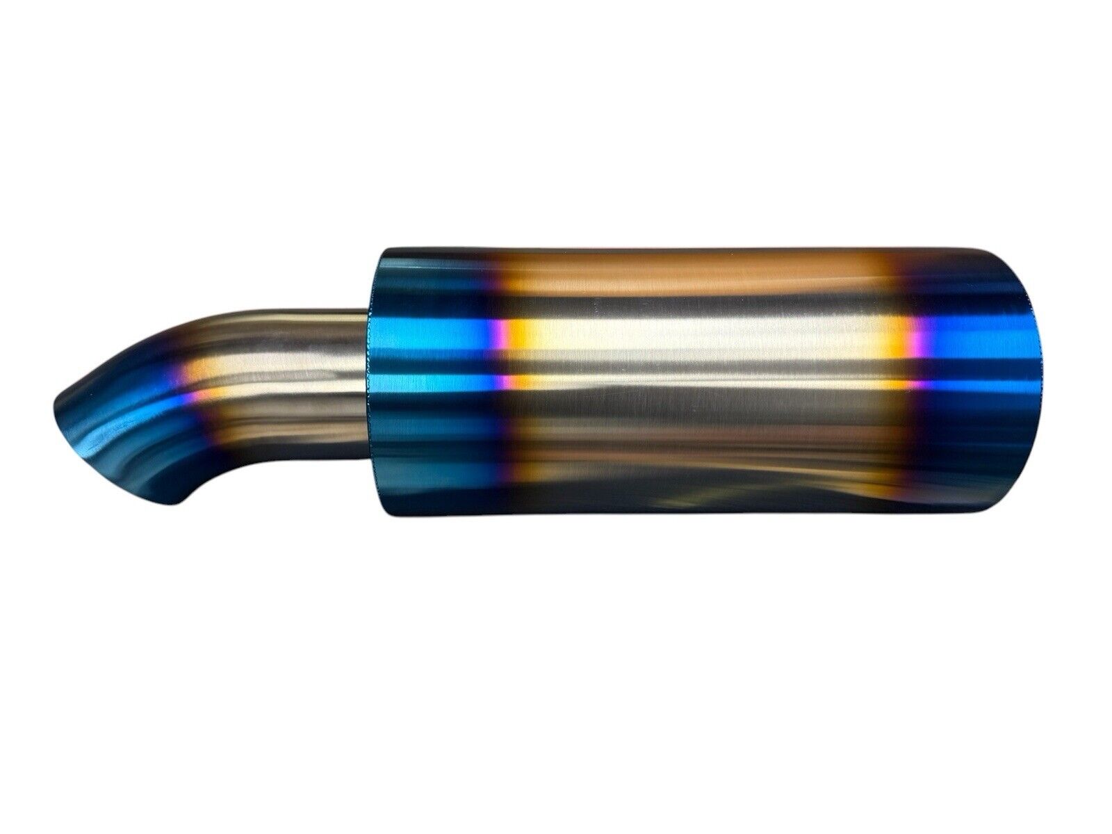 JackSpania Racing Dolphin Muffler exhaust part in stainless steel with burnt finish, 2.5-inch inlet and 3-inch outlet for universal fit