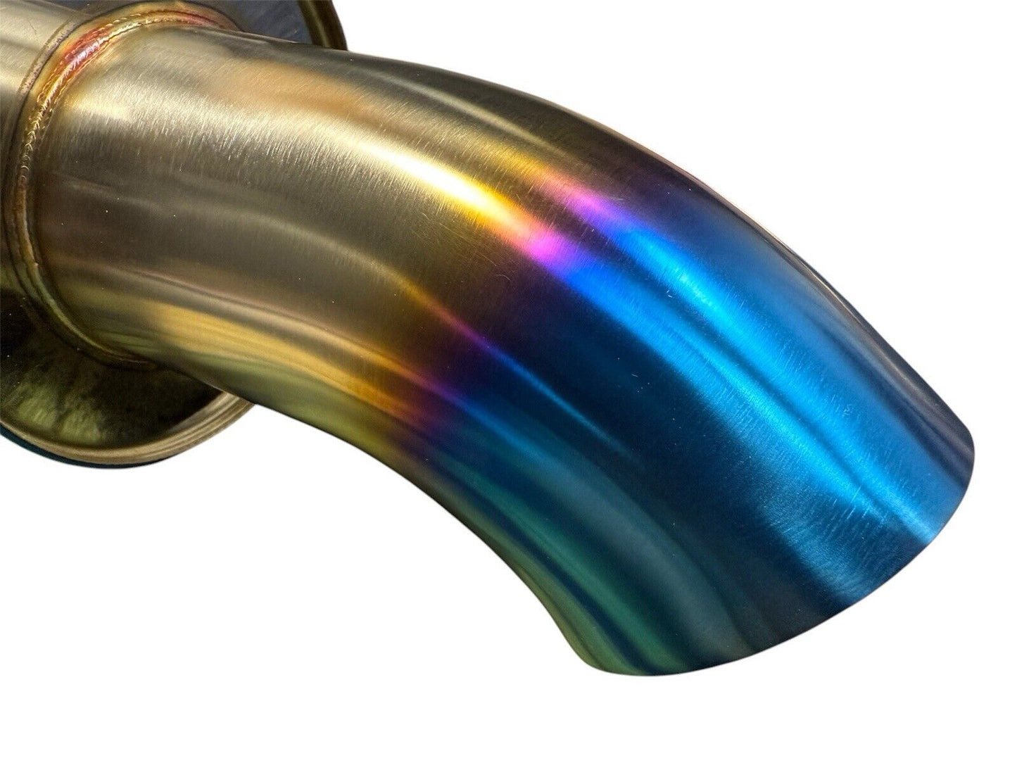 JackSpania Racing stainless steel dolphin muffler with burnt finish, universal 2.5-inch inlet and 3-inch outlet exhaust part.