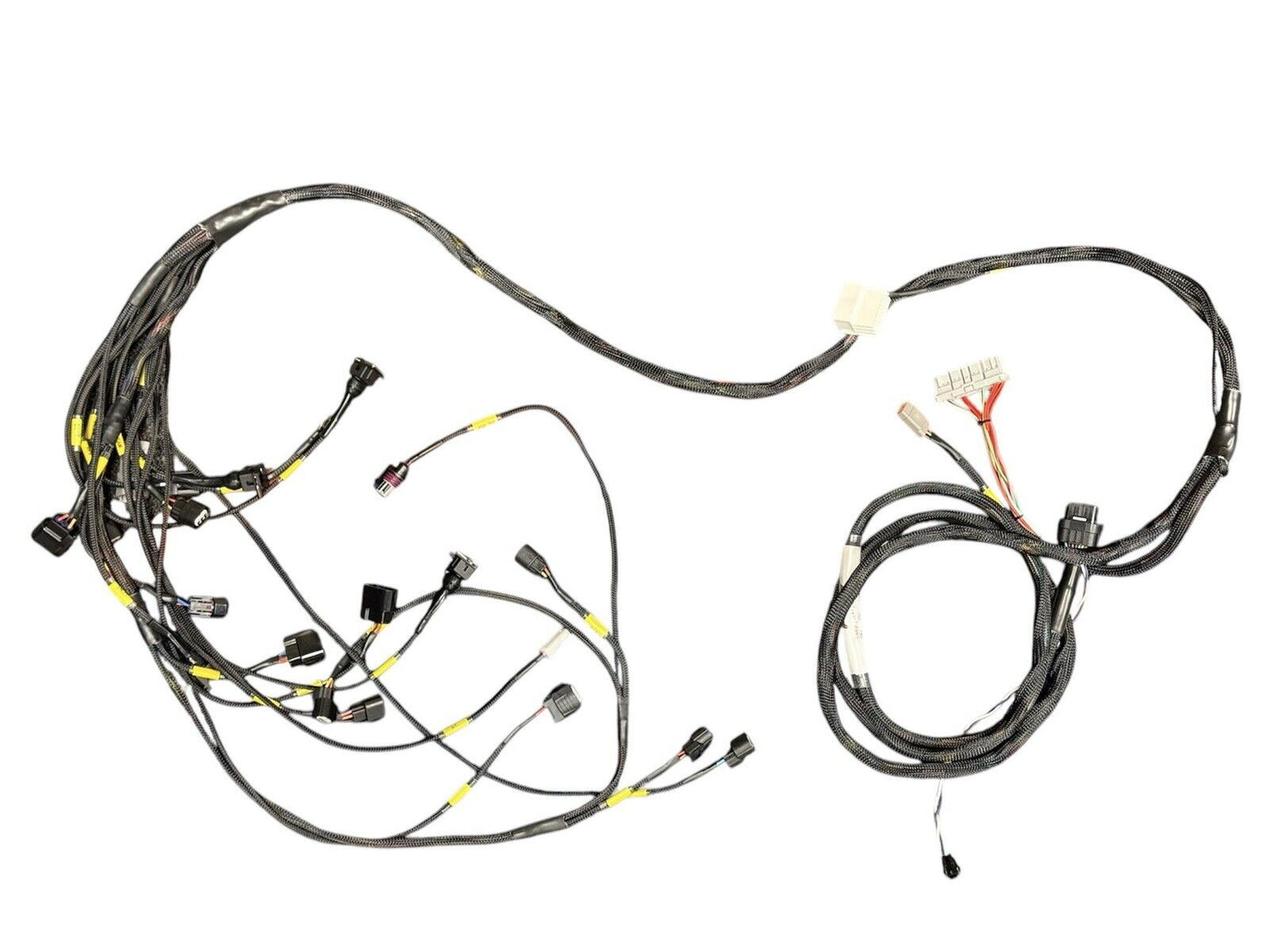 JackSpania Racing K20 K24 FT450 fuel tech engine harness for Honda Acura K-series swap, showing wiring and connectors.
