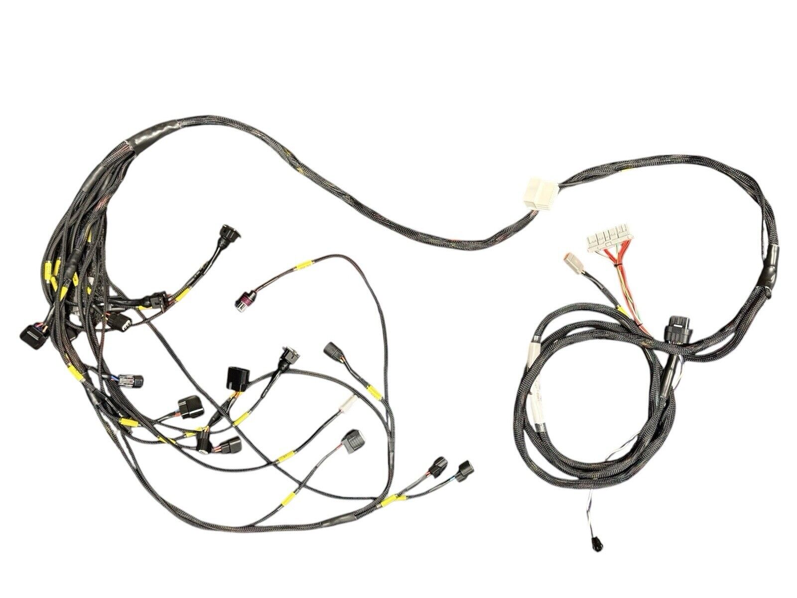 JackSpania Racing K20 K24 FT450 fuel tech engine harness for Honda Acura K-series swap, showing wiring and connectors.