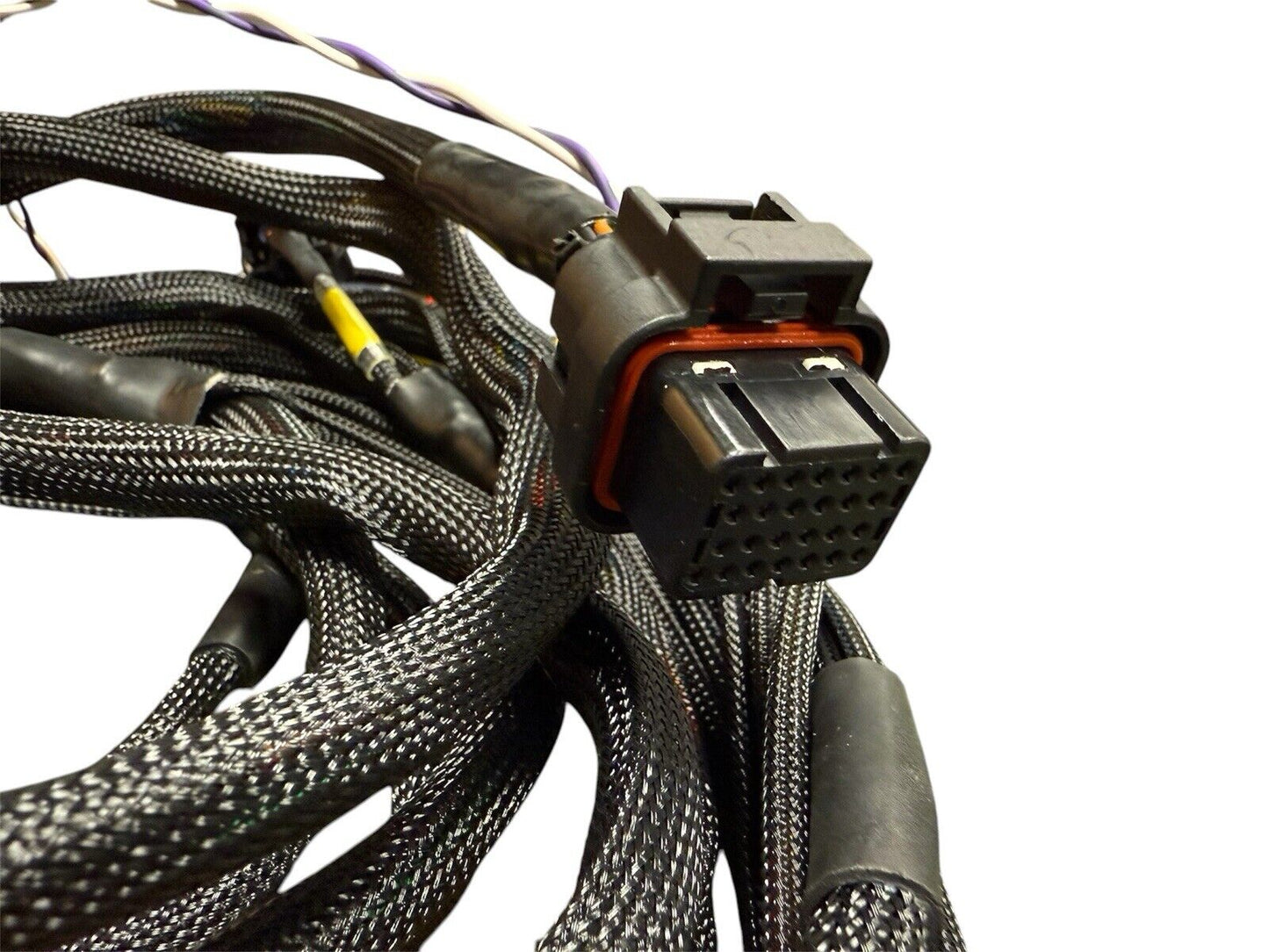 JackSpania Racing K20 K24 FT450 Fuel Tech K Series tucked engine harness for Honda Acura K swap, showing detailed wiring and connectors.