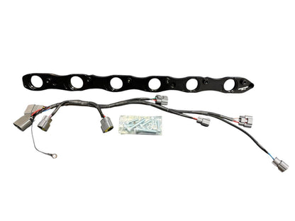 VR38 twin cam ignition coil conversion kit for Nissan RB R32 GTR engine, featuring high-performance coil packs by JackSpania Racing.