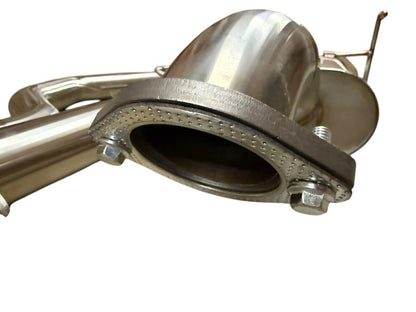 Stainless steel 3-inch catback exhaust muffler for Honda Civic 92-00 2 & 4 door EX by JackSpania Racing, visible with polished finish.