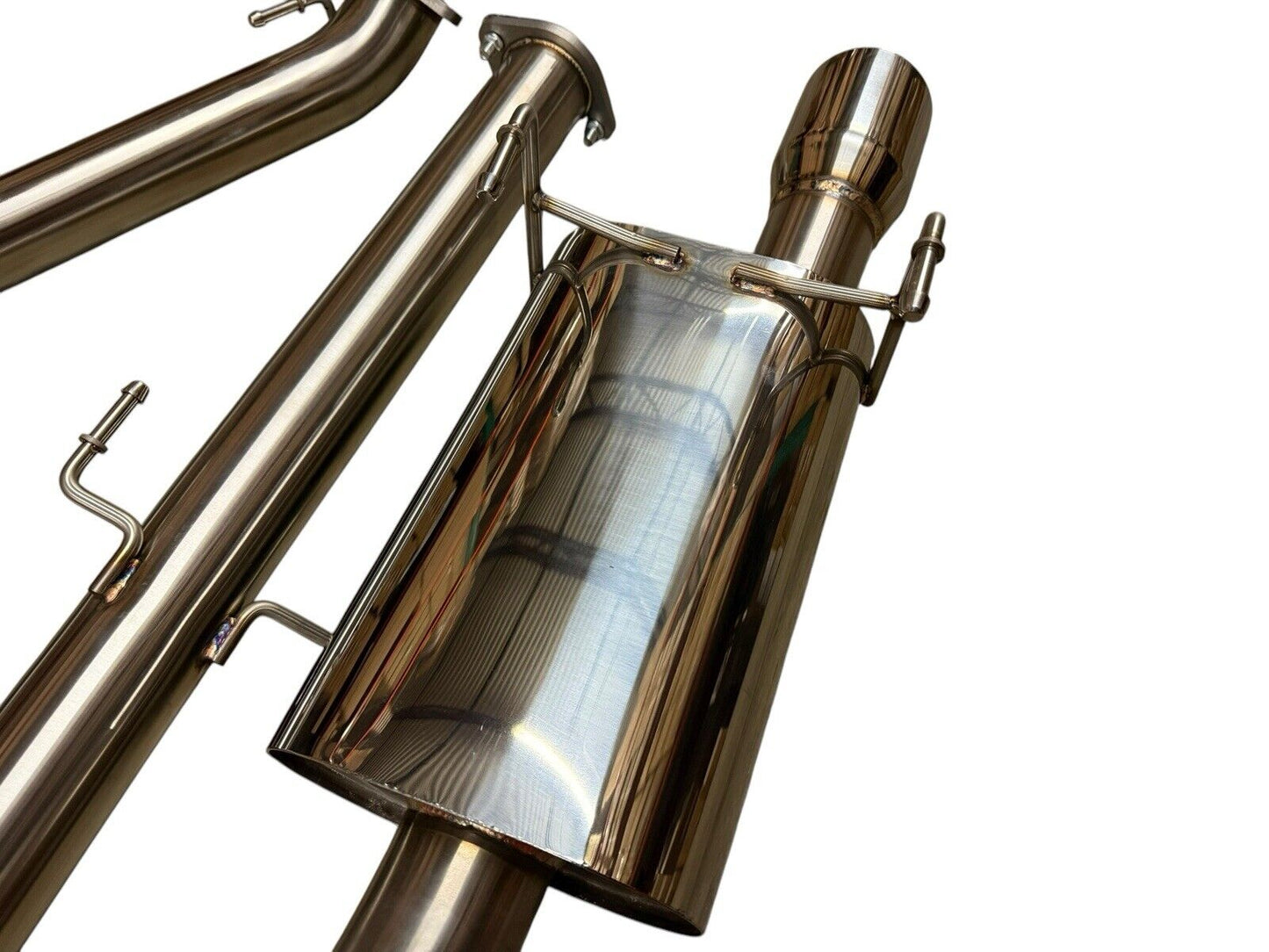 3-inch stainless steel catback exhaust muffler for Honda Civic 92-00 2 and 4-door EX by JackSpania Racing, shown installed.