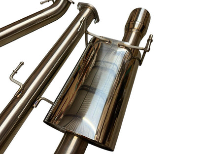 3-inch stainless steel catback exhaust muffler for Honda Civic 92-00 2 and 4-door EX by JackSpania Racing, shown installed.