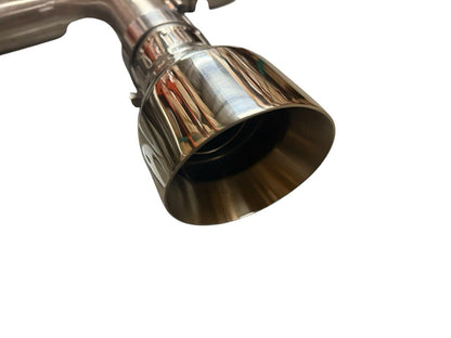 Stainless steel catback exhaust system for Mazda MX-5 Miata ND 2.0L, 2015-2023, by JackSpania Racing, showing pipes and muffler.