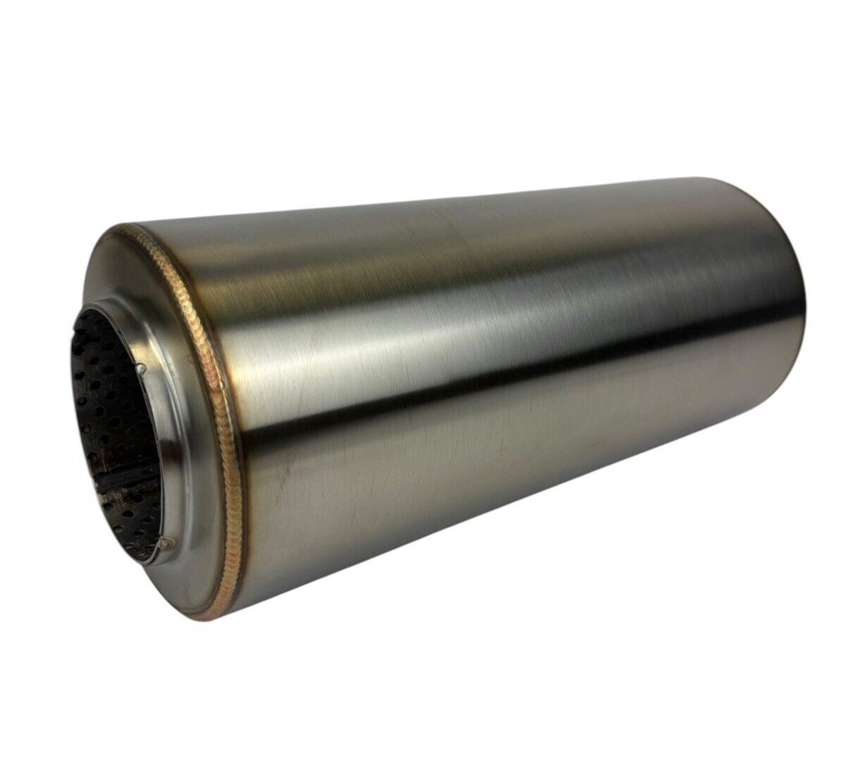 Stainless steel R-Series 12-inch resonator muffler for exhaust systems with 3-inch inlet and outlet by JackSpania Racing.
