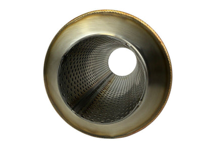 JackSpania Racing R-Series 12-inch stainless steel resonator muffler with 3-inch inlet and outlet for universal exhaust systems.