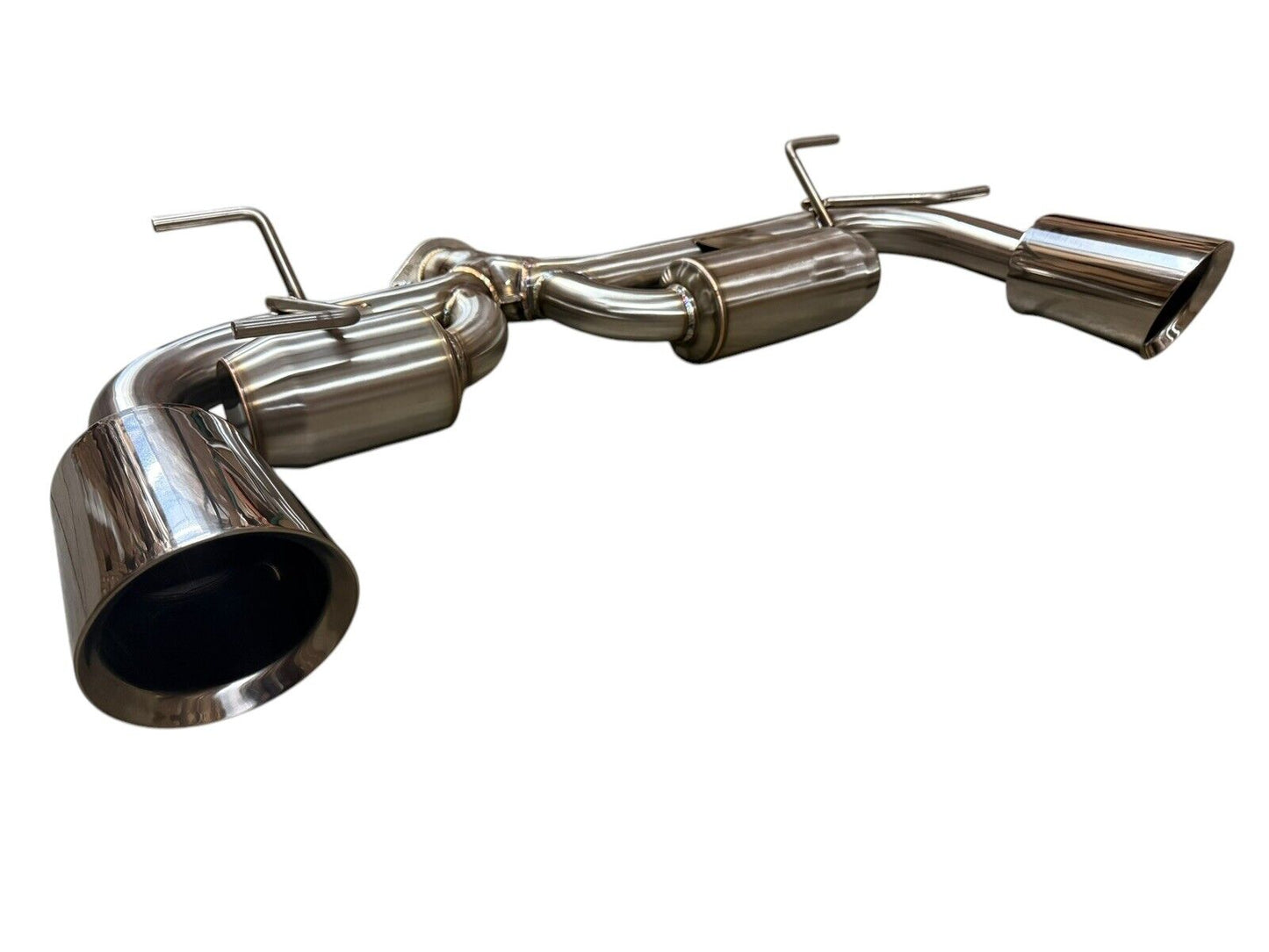 Pair of 2.5-inch Helmholtz axle back exhaust dual wall tips for Subaru BRZ and Toyota GR86, by JackSpania Racing.