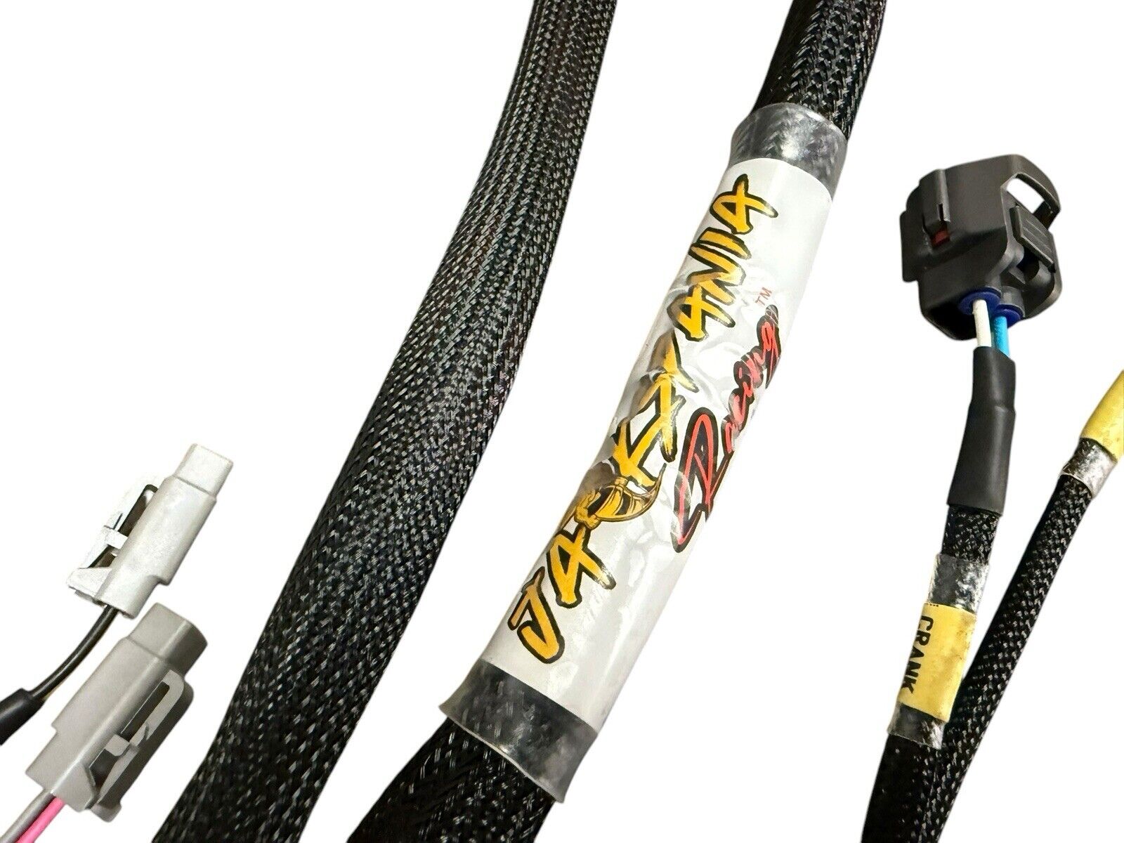 Engine wiring harness for Fueltech FT550 2JZ VVTi, 2JZGTE street and track, by JackSpania Racing, detailed view of electrical connectors.