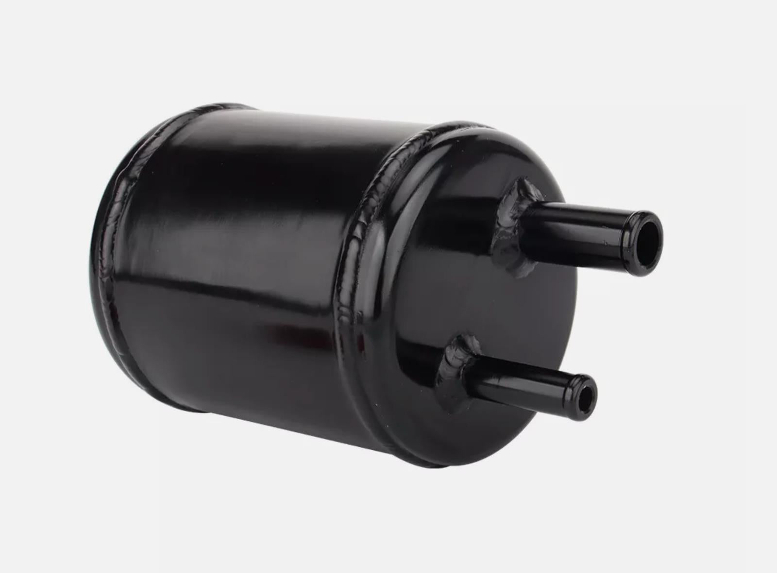 Billet aluminum power steering tank reservoir with cap and universal bracket for suspension parts by JackSpania Racing.