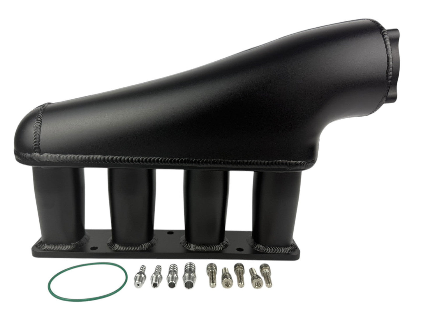 70mm aluminum intake manifold for Mazda MX-5 Miata NC 2.5L engine, by JackSpania Racing, showing the metal construction and mounting points.