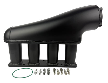 70mm aluminum intake manifold for Mazda MX-5 Miata NC 2.5L engine, by JackSpania Racing, showing the metal construction and mounting points.