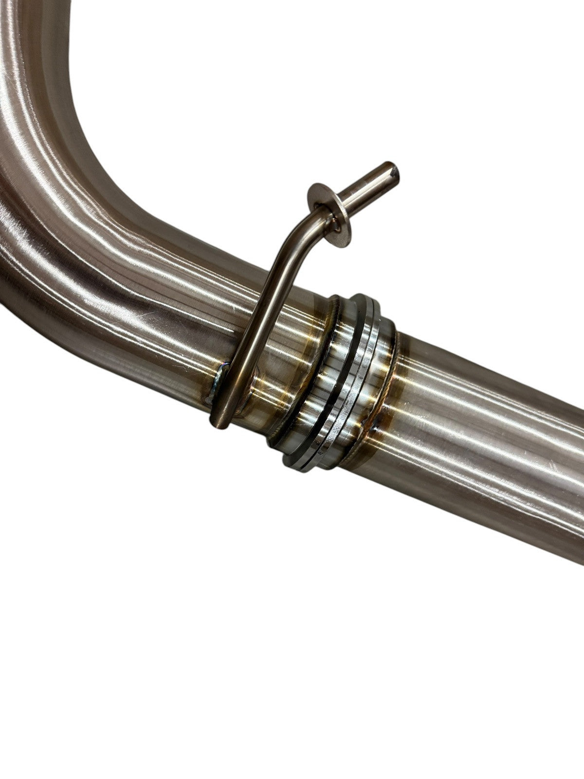 3-inch resonated high flow exhaust mid pipe for Subaru WRX STi 2015-2025 by JackSpania Racing, showing the stainless steel pipe with resonator.