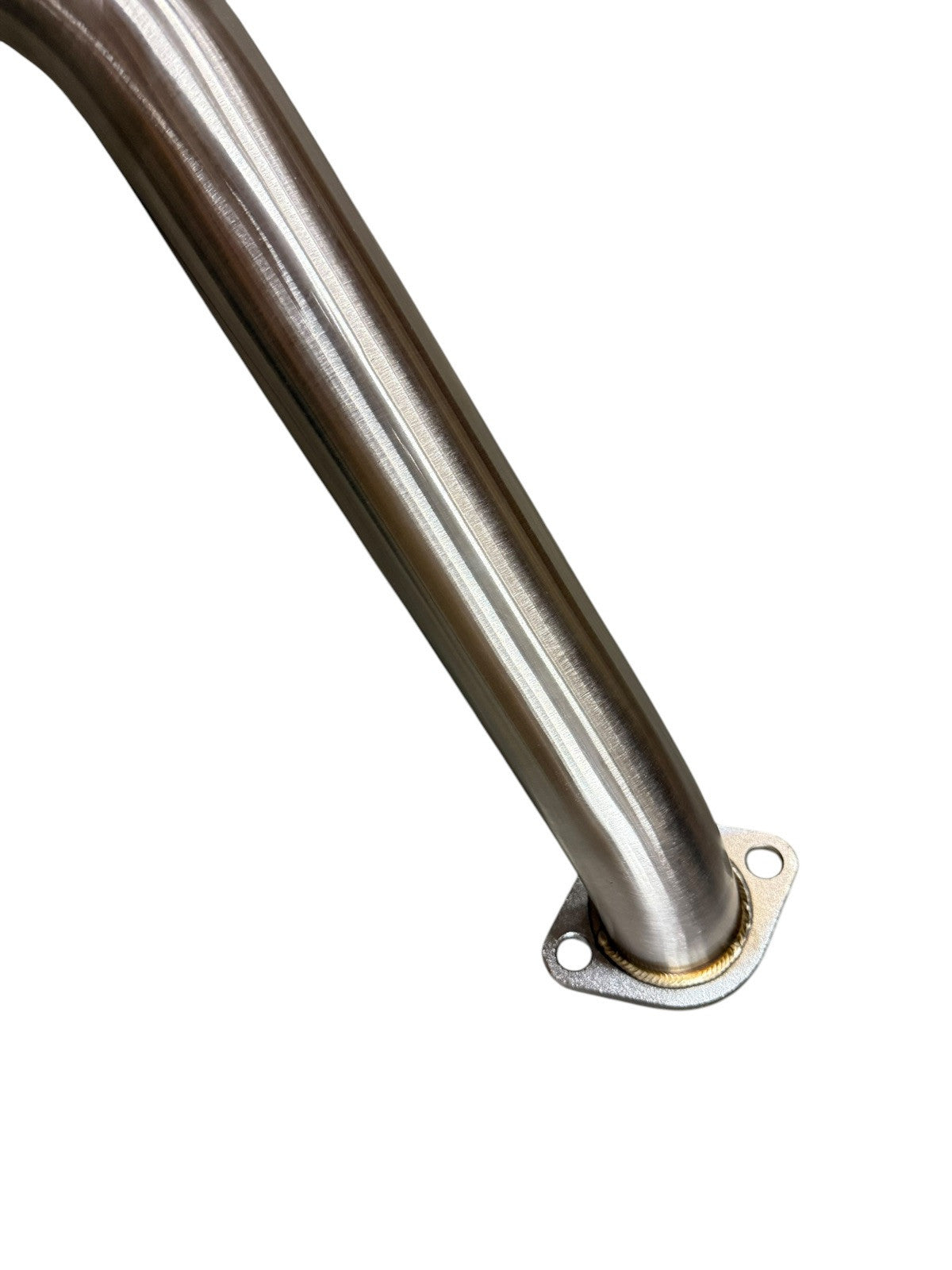 JackSpania Racing 3-inch resonated high flow exhaust mid pipe for Subaru WRX STi 2015-2025, showcasing the polished metal component.