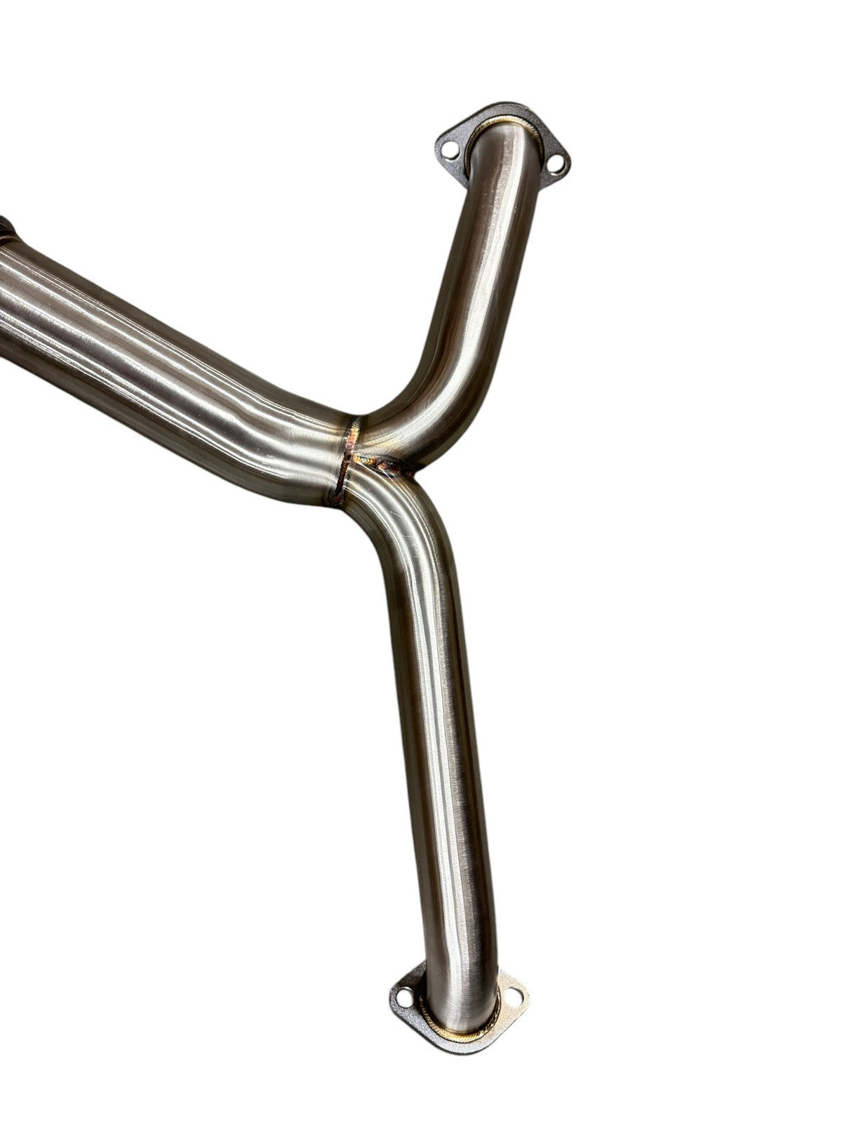 High flow 3-inch resonated exhaust mid pipe for Subaru WRX STi 2015-2025+ by JackSpania Racing, showing polished metal pipe with resonator.
