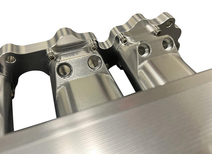 JackSpania Racing 2JZGE intake manifold with 6-injector fuel rail and throttle body for Toyota engine performance.