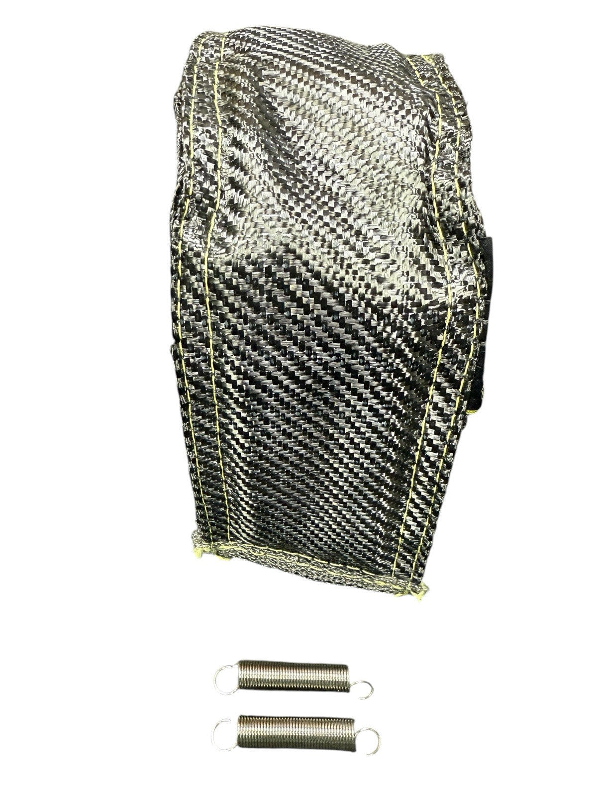 JackSpania Racing T3 Carbon Fiber Turbo Blanket Heat Shield covering a turbocharger for engine protection and heat management.