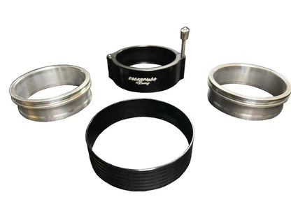 Aluminum HD clamp intake V-band intercooler pipes kit with 2.5 and 3-inch diameter for engine performance, by Jack Spania Racing.