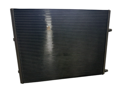 Heat exchanger radiator for BMW G30 G31 5 Series 520i 530i 540i engine, by JackSpania Racing, showing the metal core and inlet outlets.