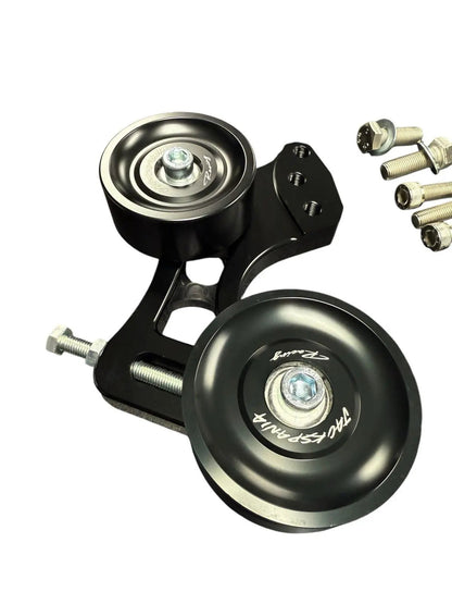 K Series side mount pulley kit for Honda Acura K20 RSX EP3 DC5 K Swap engine parts by Jack Spania Racing, shown with pulley components.