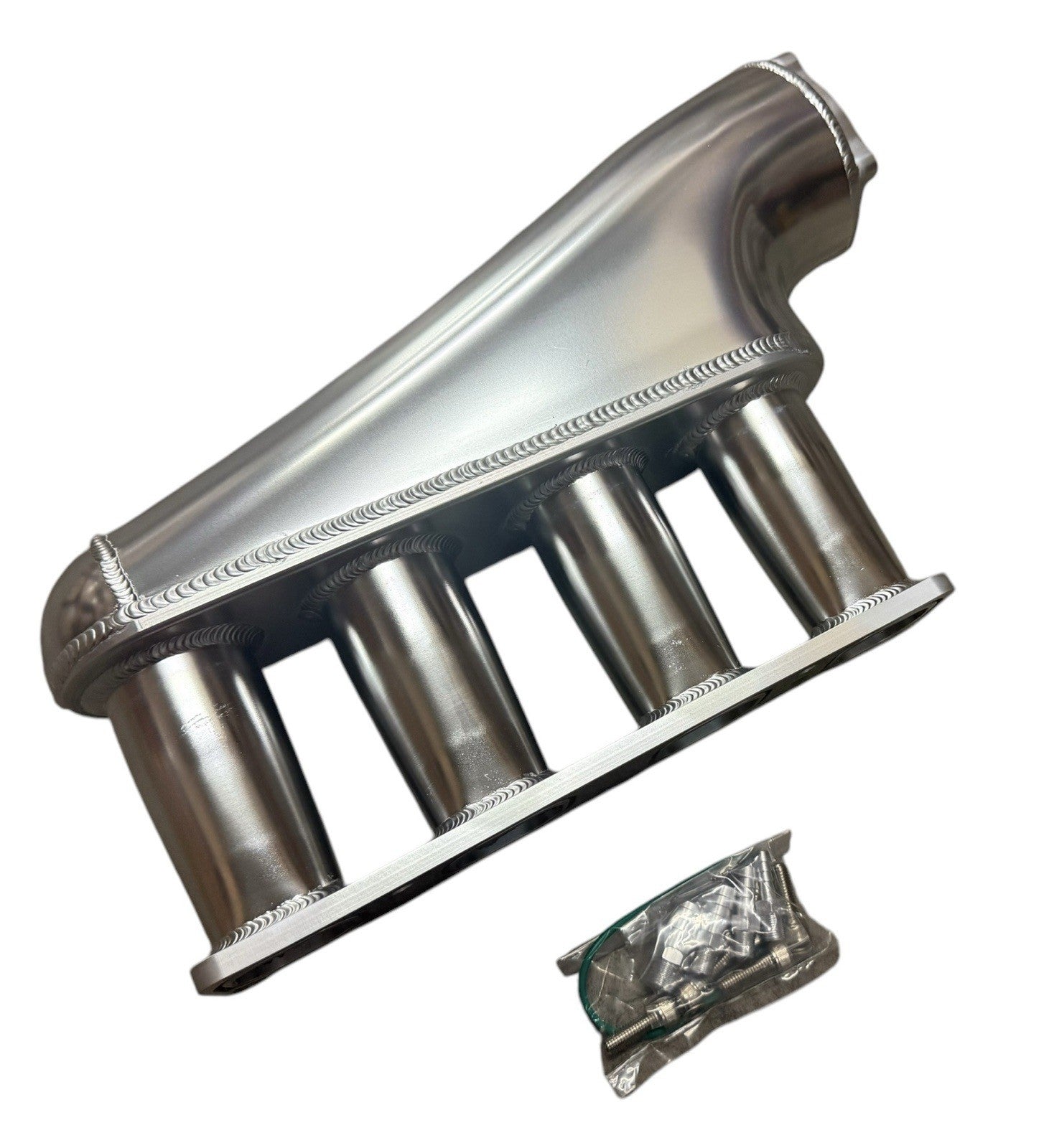 70mm aluminum intake manifold for Mazda MX-5 Miata NC 2.5L engine, made by JackSpania Racing, shown on engine part.