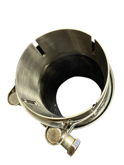 JackSpania Racing carbon fiber exhaust pipe tip, 3-inch universal tailpipe, showcasing sleek, lightweight exhaust part for performance vehicles.