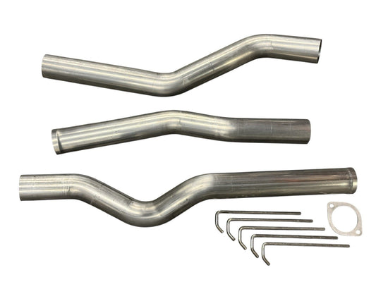 JackSpania Racing 3-inch high flow mandrel bent exhaust piping for Acura RSX 2002-2006, showcasing smooth bends and durable metal construction.