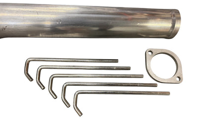 High flow 3-inch mandrel bent exhaust piping for Acura RSX 02-06 by JackSpania Racing, showing smooth curves and polished finish.