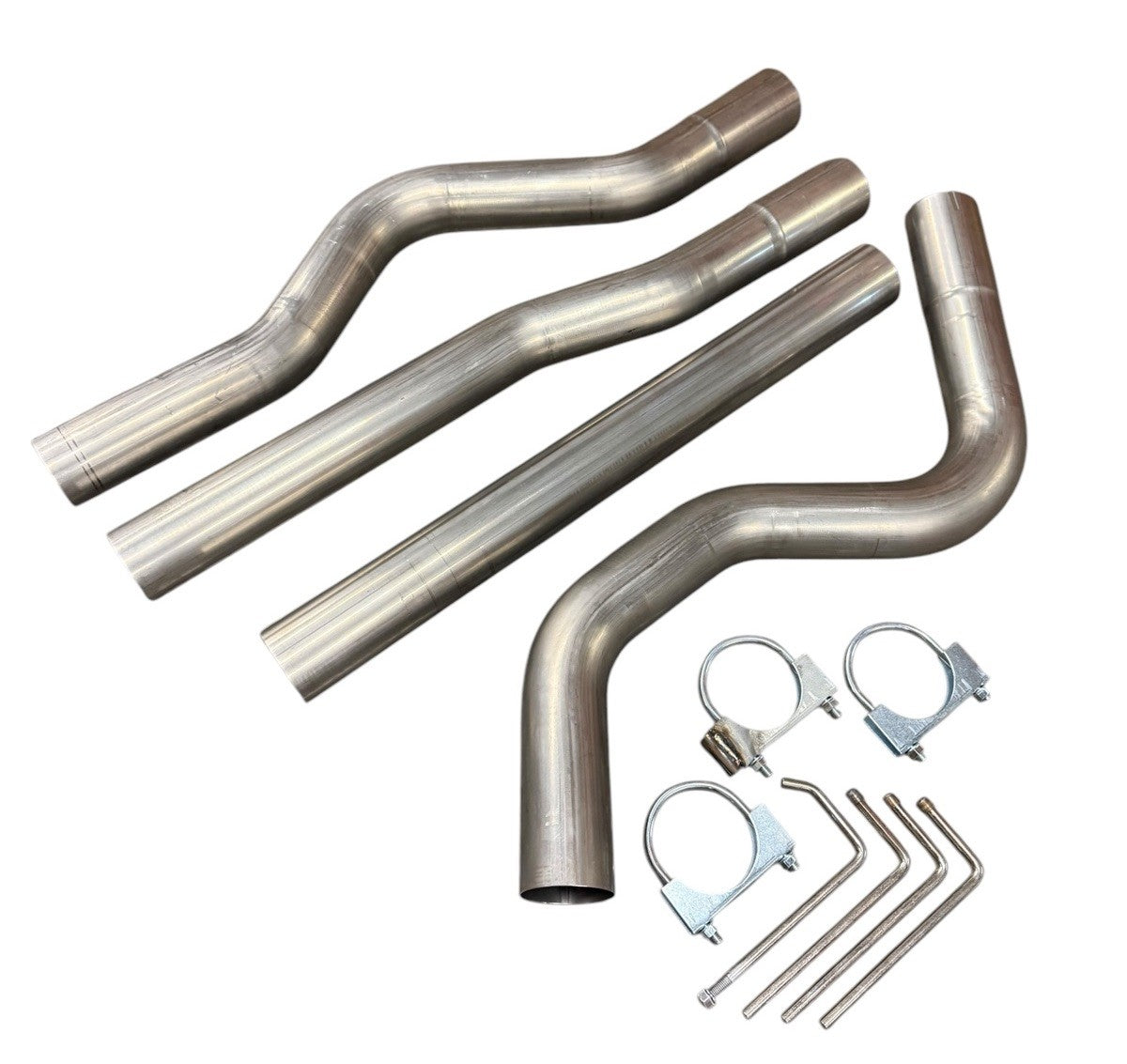 3-inch mandrel bent exhaust piping for Honda Civic EG EK DC2 by JackSpania Racing, showcasing smooth curves and durable metal tubing.