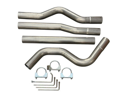 3-inch mandrel bent exhaust piping for Honda Civic EG EK DC2 by JackSpania Racing, showing smooth curved metal tubing for performance upgrade.