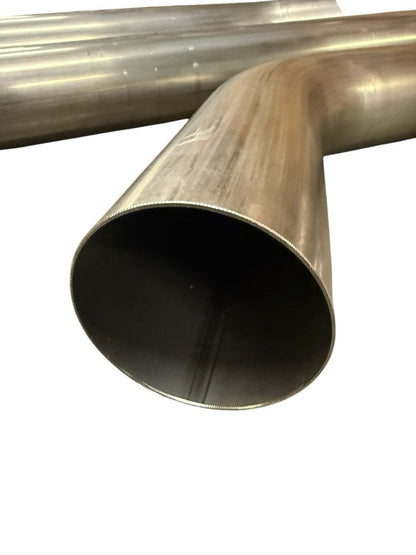 3-inch mandrel bent exhaust piping for Honda Civic EG EK DC2 by JackSpania Racing, showing smooth curves and polished metal finish.
