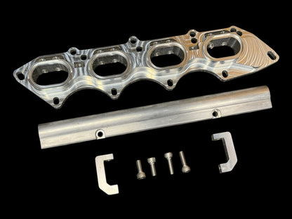 JackSpania Racing billet intake manifold adapter flange for B16, B18, K20, K24 engines with 4 or 8 injector ports, DIY install.