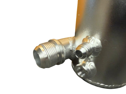 JackSpania Racing B Series B18C1 GSR race coolant upper fill neck with swirl pot and 16AN accessory port for engine cooling systems.